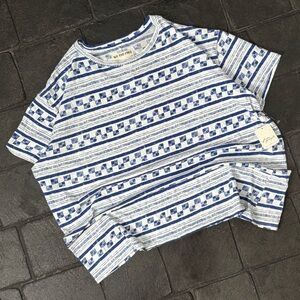 Free People Nina printed t-shirt navy/white size small oversized NWT